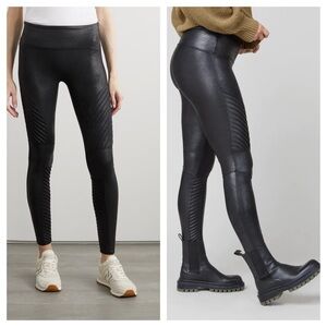 Women's Black Moto Leggings Faux Leather